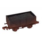 Private Owner 7 Plank Wagon, End Door 5738, 'NCB Bersham', Black Livery, Includes Wagon Load, Weathered