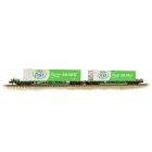 Private Owner FIA Intermodal Bogie Wagon 3370 4938523-6, Green Livery with two 45' 'Asda' containers, Includes Wagon Load