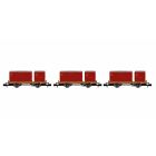 BR Conflat P Wagon B932869, B933387 & B933059, BR Bauxite Livery with one Type BD & one Type A Crimson Container, Includes Wagon Load