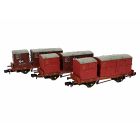 BR Conflat P Wagon B933670, B932944 & B932945, BR Bauxite Livery with one Type BD Bauxite & one Type A Crimson Container, Includes Wagon Load