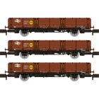 BR OAA Open Wagon 1000093, 100018 & 10054, BR Bauxite Livery with ABN Yellow Spot