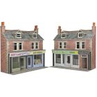 Terraced Shop Fronts in Red Brick, Low Relief