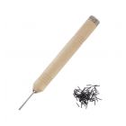 Wooden-Handled Pin Pusher with 100 Black Pins