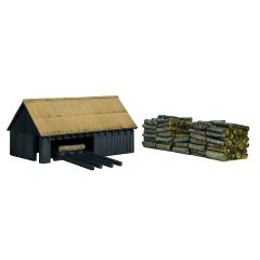 Bachmann Scenecraft OO Scale, 44-1008A Sawmill and Woodpile, Black small image