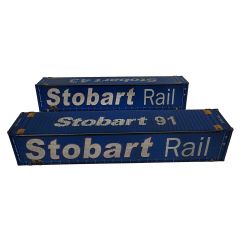 Dapol OO Scale, 4F-028-155 45ft Containers Curtain Sided 'Stobart Rail' 450043-9 & 450091-1 Weathered small image