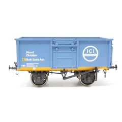 Dapol O Scale, 7F-030-017 Private Owner (Ex BR) 16T Steel Mineral Wagon 690, 'ICI Bulk Soda Ash', Blue Livery small image