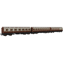 Rapido Trains UK OO Scale, 978017 GCR 48' 'Evolution' Brake Third Non-Corridor, 48' 'Evolution' Third Non-Corridor & 48' 'Evolution' Composite Non-Corridor 1854, 2291 & 1380, GCR Lined White & Brown Livery small image