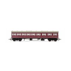 Hornby OO Scale, R4879 BR (Ex GWR) Collett 57' 'Bow Ended' E131 Nine Compartment Composite Right Hand W6631W, BR Crimson Livery small image