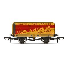 Hornby OO Scale, R60026 Private Owner 7 Plank Wagon, End Door 'Lowe & Warwick'. Yellow & Red Livery small image