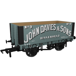 Rapido Trains UK OO Scale, 967420 Private Owner 7 Plank Wagon RCH 1907 No. 3, 'John Davies & Sons', Grey Livery, - small image