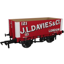 Rapido Trains UK OO Scale, 967422 Private Owner 7 Plank Wagon RCH 1907 121, 'J L Davies & Co', Red Livery, - small image