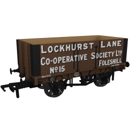 Rapido Trains UK OO Scale, 967423 Private Owner 7 Plank Wagon RCH 1907 No. 15, 'Lockhurst Lane Co-operative Society Ltd', Brown Livery, - small image