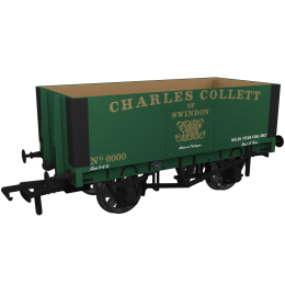 Rapido Trains UK OO Scale, 967429 Private Owner 7 Plank Wagon RCH 1907 No. 6000, 'Charles Collett of Swindon', Green Livery, - small image