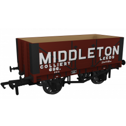 Rapido Trains UK OO Scale, 967419 Private Owner 7 Plank Wagon RCH 1907 686, 'Middleton Colliery', Red Livery, - small image