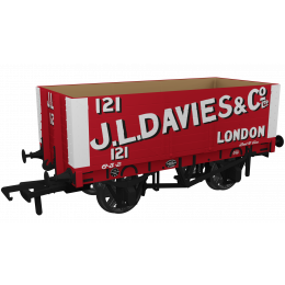 Rapido Trains UK OO Scale, 967422 Private Owner 7 Plank Wagon RCH 1907 121, 'J L Davies & Co', Red Livery, - small image