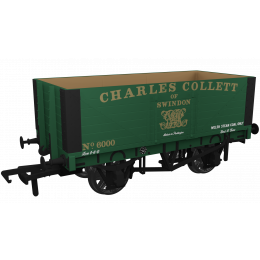 Rapido Trains UK OO Scale, 967429 Private Owner 7 Plank Wagon RCH 1907 No. 6000, 'Charles Collett of Swindon', Green Livery, - small image