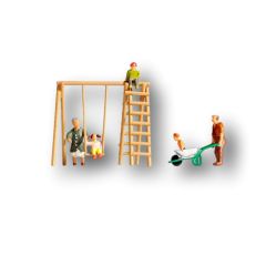 Noch HO Scale, 15589 Grandparents & Grandchildren with Swing & Wheelbarrow small image