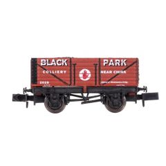 Dapol N Scale, 2F-071-084 Private Owner 7 Plank Wagon, End Door 2028, 'Black Park Colliery', Bauxite Livery, Includes Wagon Load small image