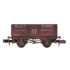 Dapol N Scale, 2F-071-085 Private Owner 7 Plank Wagon, End Door 2028, 'Black Park Colliery', Bauxite Livery, Includes Wagon Load, Weathered small image