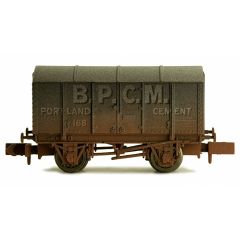 Dapol N Scale, 2F-013-048 Private Owner Gunpowder Van 168, 'B. P. C. M. Portland Cement', Grey Livery, Weathered small image