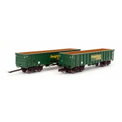 Dapol N Scale, 2F-025-008 Freightliner MJA Box Wagon 502019 & 502020, Freightliner Heavy Haul Green Livery Twin Pack small image