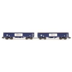 Dapol N Scale, 2F-025-012 GBRf MJA Box Wagon 502009 & 502010, GBRf GB Railfreight Blue Livery Twin Pack small image