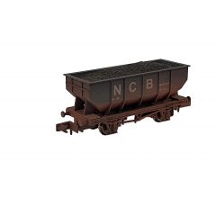 Dapol N Scale, 2F-034-080 NCB 21T Hopper Wagon 150, NCB Black Livery, Includes Wagon Load, Weathered small image