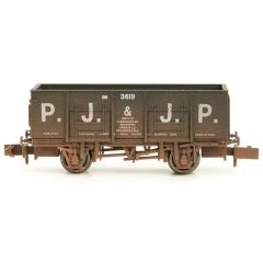 Dapol N Scale, 2F-038-020 Private Owner 20T/21T Steel Mineral Wagon 3619, 'P. J. & J. P.', Black Livery, Weathered small image