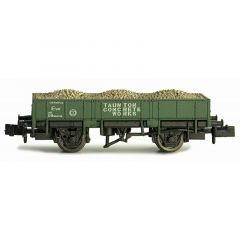 Dapol N Scale, 2F-060-013 Private Owner (Ex BR) Grampus Wagon DB986708, 'Taunton Concrete Works', Olive Green Livery, Includes Wagon Load small image