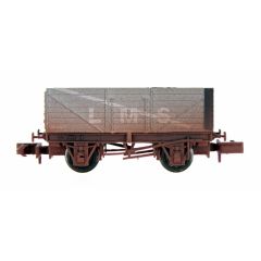 Dapol N Scale, 2F-071-053 LMS 7 Plank Wagon, End Door 302087, LMS Grey Livery, Includes Wagon Load, Weathered small image