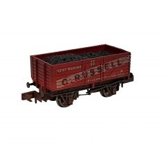 Dapol N Scale, 2F-071-081 Private Owner 7 Plank Wagon, End Door 11, 'G Russell', Red Livery, Includes Wagon Load, Weathered small image