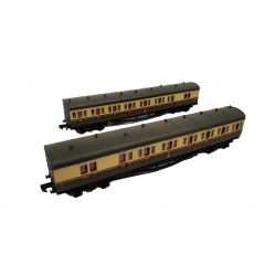 Dapol N Scale, 2P-003-014 GWR Dia. E140 B Set 6413 & 6414, GWR Chocolate & Cream (Great Western Crest) Livery Twin Coach Pack small image