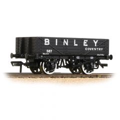 Bachmann Branchline OO Scale, 37-074 Private Owner 5 Plank Wagon, with Wooden Floor 587, 'Binley', Black Livery small image