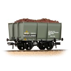 Bachmann Branchline OO Scale, 37-400B Private Owner (Ex BR) 16T Steel Mineral Wagon, Slope Sided B.S.C.O.20665, 'BSC', Grey Livery, Includes Wagon Load small image