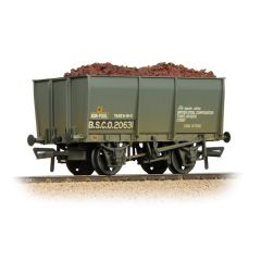 Bachmann Branchline OO Scale, 37-400C Private Owner (Ex BR) 16T Steel Mineral Wagon, Slope Sided B.S.C.O.20631, 'BSC', Grey Livery, Includes Wagon Load, Weathered small image