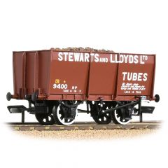 Bachmann Branchline OO Scale, 37-402 Private Owner (Ex BR) 16T Steel Mineral Wagon, Slope Sided 9400, 'Stewarts and Lloyds Ltd', Red Livery, Includes Wagon Load small image