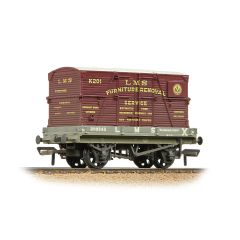 Bachmann Branchline OO Scale, 37-482A LMS 1 Plank Wagon 209343, LMS Grey Livery with 'Furniture Removal Service' Crimson Container No. K201, Includes Wagon Load, Weathered small image