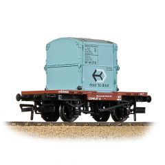Bachmann Branchline OO Scale, 37-978A BR Conflat Wagon B734628, BR Bauxite (Early) Livery with BR Ice Blue AF Container, Includes Wagon Load small image