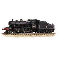 Graham Farish N Scale, 372-626A BR (Ex LMS) 2MT Ivatt Class 2-6-0, 46477, BR Lined Black (Early Emblem) Livery, DCC Ready small image