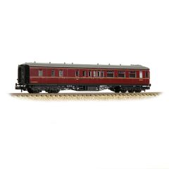 Graham Farish N Scale, 374-512A BR (Ex GWR) Hawksworth 63' Brake Second Corridor W851W, BR Maroon Livery small image