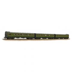 Graham Farish N Scale, 374-911 Ex (SE&CR) Birdcage 60' 3 Coach Pack, Birdcage 60' Brake Third Lavatory, Birdcage 60' Composite Lavatory, Birdcage 60' Brake Third, SR Lined Maunsell Olive Green Livery small image