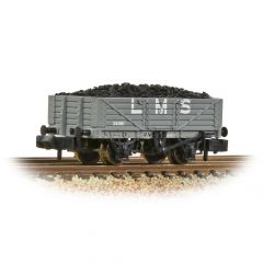 Graham Farish N Scale, 377-064 LMS 5 Plank Wagon, with Wooden Floor 24361, LMS Grey Livery, Includes Wagon Load small image