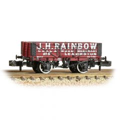 Graham Farish N Scale, 377-066 Private Owner 5 Plank Wagon, with Wooden Floor No. 5, 'J. H. Rainbow', Red Livery small image