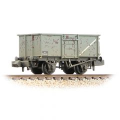 Graham Farish N Scale, 377-227F BR 16T Steel Mineral Wagon, Top Flap Doors B161589, BR Grey Livery, Weathered small image