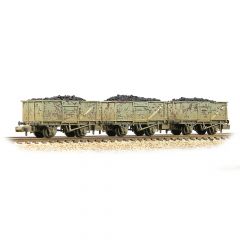 Graham Farish N Scale, 377-235C BR 16T Steel Mineral Wagon, Top Flap Doors B89616, B93309 & B93507, BR Grey Livery, Includes Wagon Load, Weathered small image