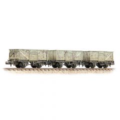 Graham Farish N Scale, 377-235B BR 16T Steel Mineral Wagon, Top Flap Doors B82137, B84266 & B88429, BR Grey Livery, Includes Wagon Load, Weathered small image