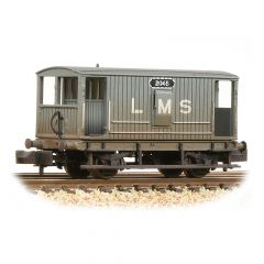 Graham Farish N Scale, 377-750A LMS (Ex MR) 20T Brake Van, with Duckets 357914, LMS Grey Livery, Weathered small image