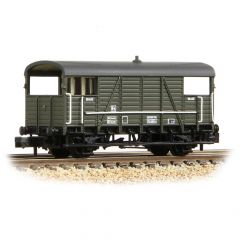 Graham Farish N Scale, 378-028 BR (Ex SE&CR) 25T 'Dance Hall' Brake Van DS55466, BR Departmental Olive Green Livery small image