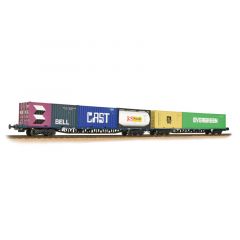 Bachmann Branchline OO Scale, 38-627 BR FGA Outer Container Wagon 601214, 601245, BR Blue Livery Twin Pack with Maritime Containers small image