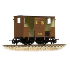 Bachmann Narrow Gauge OO-9 Scale, 393-101A Private Owner (Ex RNAD) Open End Brake Van 43479, 'Statfold Barn Raiway', Brown Livery small image